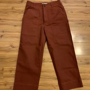 Gorgeous terra cotta Madewell wide leg utility cropped pants